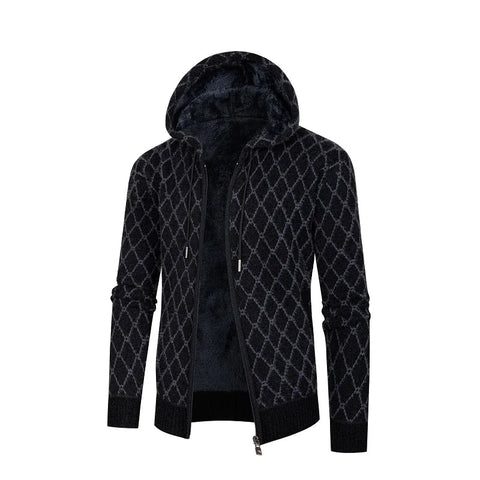 Thanasis - Lässige Kapuzenjacke mit Reißverschluss und Rautenmuster für Herren