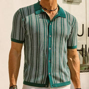Luis - Elegantes Gestreiftes Poloshirt mit Knöpfen