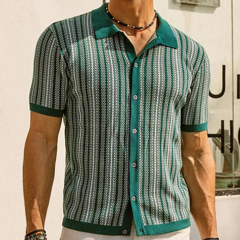 Luis - Elegantes Gestreiftes Poloshirt mit Knöpfen
