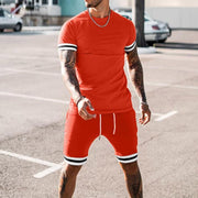 Javier - Lässiges, schmal geschnittenes Set aus T-Shirt und Shorts für Herren