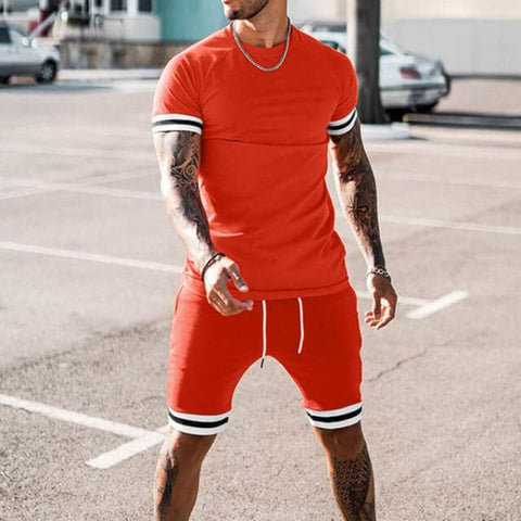 Javier - Lässiges, schmal geschnittenes Set aus T-Shirt und Shorts für Herren
