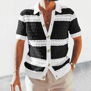 Daniel - Elegantes gestreiftes Poloshirt aus Strick mit Knöpfen
