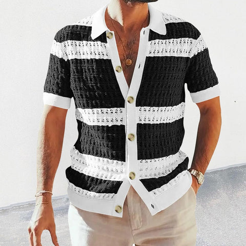 Daniel - Elegantes gestreiftes Poloshirt aus Strick mit Knöpfen