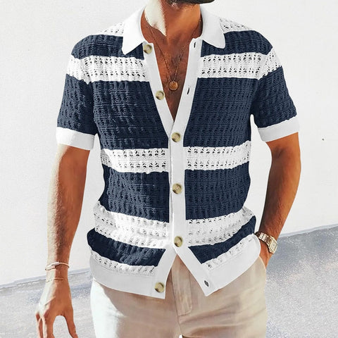 Daniel - Elegantes gestreiftes Poloshirt aus Strick mit Knöpfen