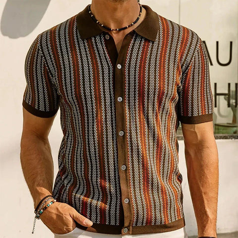 Luis - Elegantes Gestreiftes Poloshirt mit Knöpfen