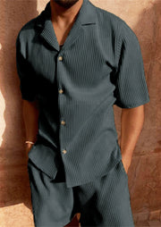 David - Elegantes Set aus Poloshirt und Cordshorts mit Knöpfen