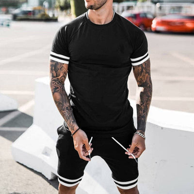 Javier - Lässiges, schmal geschnittenes Set aus T-Shirt und Shorts für Herren