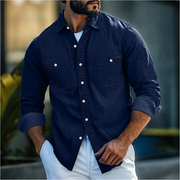 Mervin - Denim-Langarmhemd mit Knöpfen