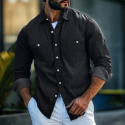 Mervin - Denim-Langarmhemd mit Knöpfen