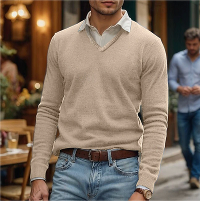 Xandro - Lässiger, weicher, warmer Pullover mit V-Ausschnitt für Herren