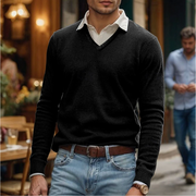 Xandro - Lässiger, weicher, warmer Pullover mit V-Ausschnitt für Herren