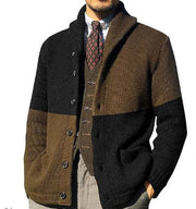 Malcolm - Lässige Retro-Strickjacke mit Farbblock-Knöpfen für Herren