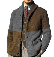 Malcolm - Lässige Retro-Strickjacke mit Farbblock-Knöpfen für Herren