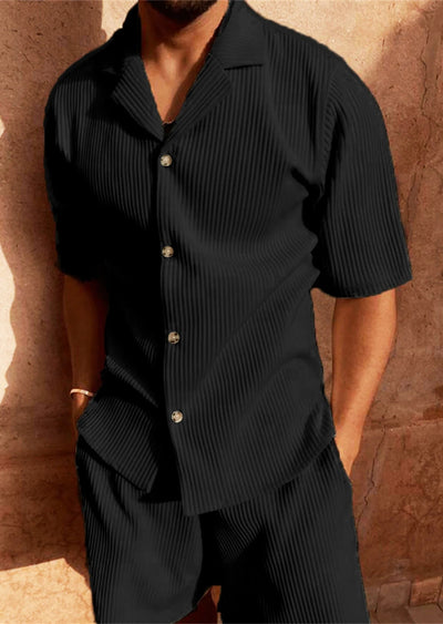 David - Elegantes Set aus Poloshirt und Cordshorts mit Knöpfen