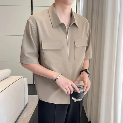 Nico - Elegantes, locker geschnittenes Polo mit Viertelreißverschluss