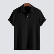 John - Gestricktes strukturiertes Kurzarm-Poloshirt