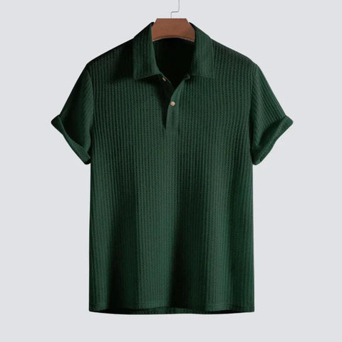 John - Gestricktes strukturiertes Kurzarm-Poloshirt