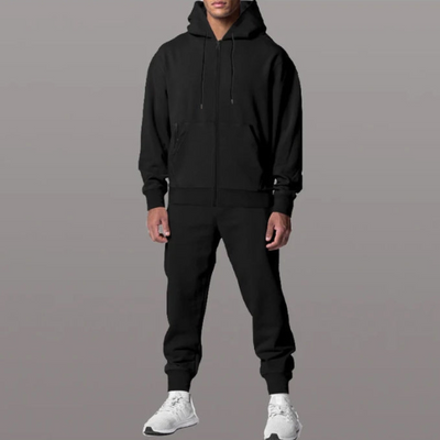 Nicolo - Lässiges, stilvolles Set aus Reißverschlussjacke mit Kapuze und Hose für Herren