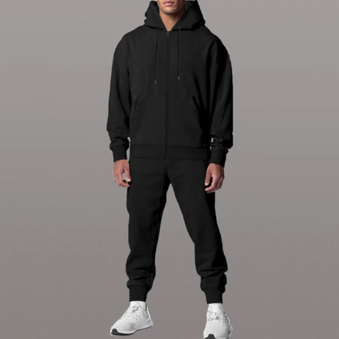Nicolo - Lässiges, stilvolles Set aus Reißverschlussjacke mit Kapuze und Hose für Herren