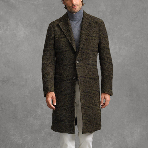 Edwin - Eleganter karierter langer Trenchcoat für Herren