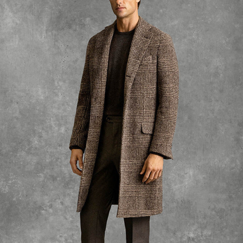 Edwin - Eleganter karierter langer Trenchcoat für Herren