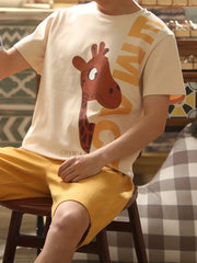 Damien - Modisches Pyjama-Set mit Cartoon-Print für Herren