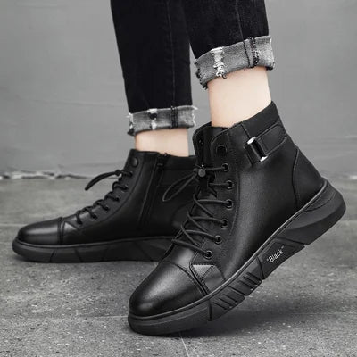 Hardy - Schwarzer lässiger vielseitiger Echtleder-Stiefel