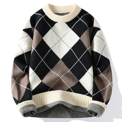Cesar - Gemütlicher, lässiger, warmer Pullover mit Karomuster