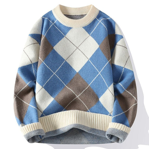 Cesar - Gemütlicher, lässiger, warmer Pullover mit Karomuster