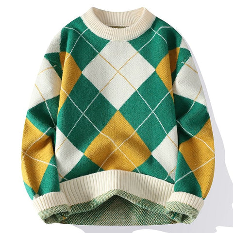 Cesar - Gemütlicher, lässiger, warmer Pullover mit Karomuster