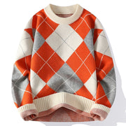 Cesar - Gemütlicher, lässiger, warmer Pullover mit Karomuster