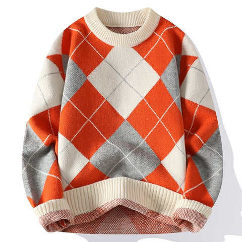 Cesar - Gemütlicher, lässiger, warmer Pullover mit Karomuster
