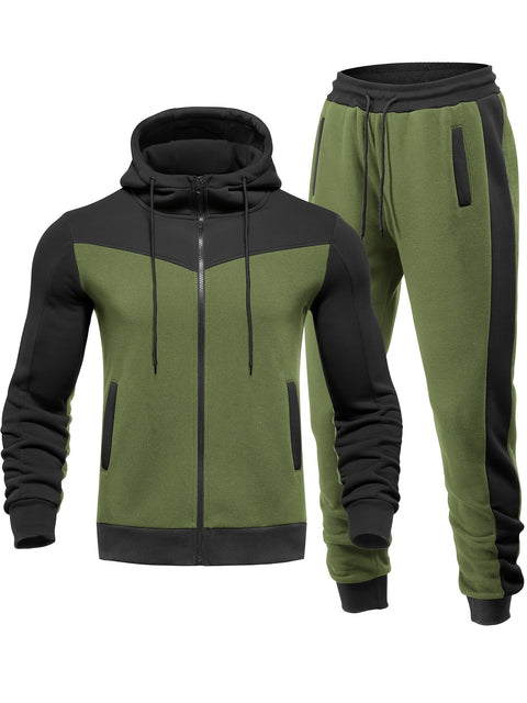 Aldrich - Stilvolles Trainingsanzug-Set mit Kapuzenjacke und Hose mit Reißverschluss für Herren