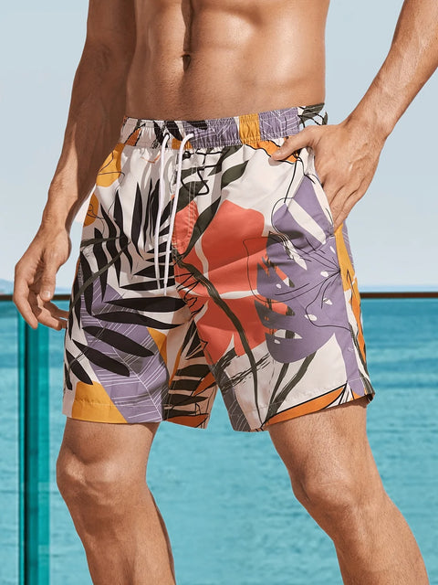 Jasper - Badeshorts mit Blatt-Print