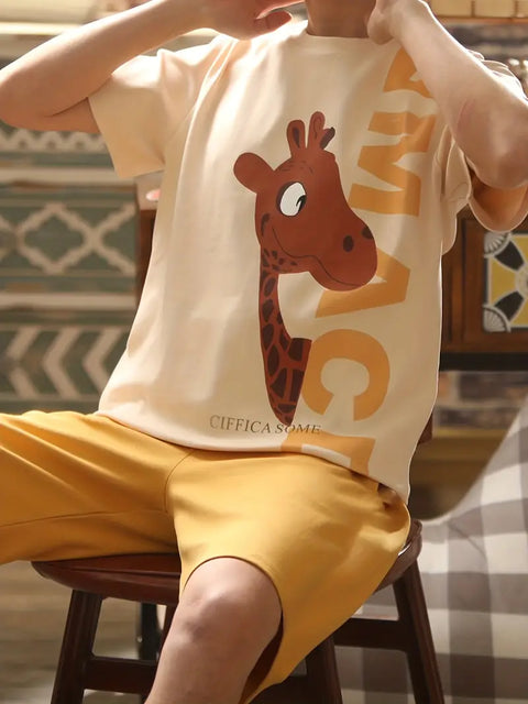 Damien - Modisches Pyjama-Set mit Cartoon-Print für Herren