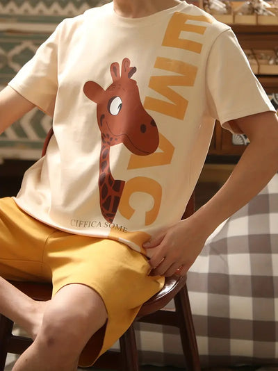 Damien - Modisches Pyjama-Set mit Cartoon-Print für Herren