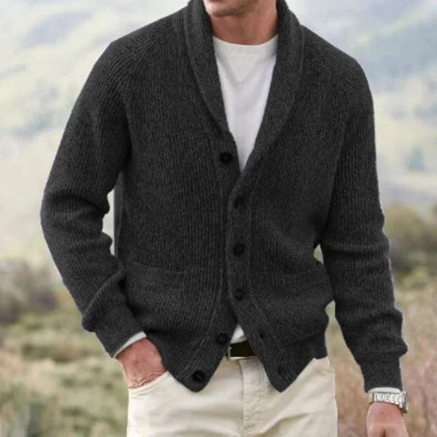 Garrett - Klassische Strickjacke mit Schalkragen und Taschen für Herren