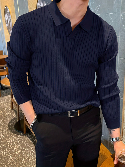 Emil - Elegantes Langarm-Poloshirt aus Strick