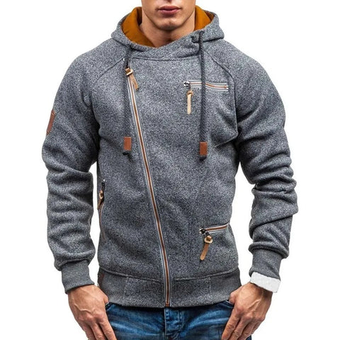Kian - Stilvolle Jacke mit schrägem Reißverschluss und Kapuze