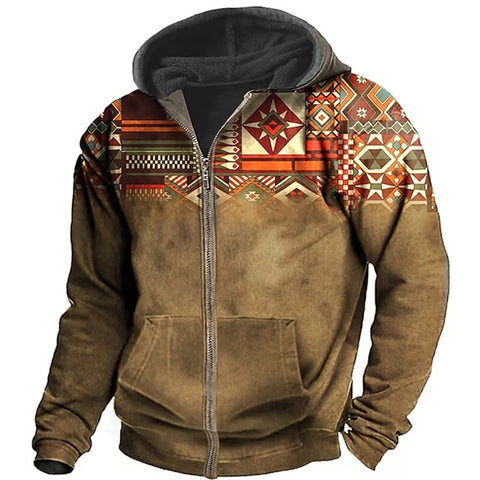 Robert - Ethnisch bedruckte Kapuzenjacke