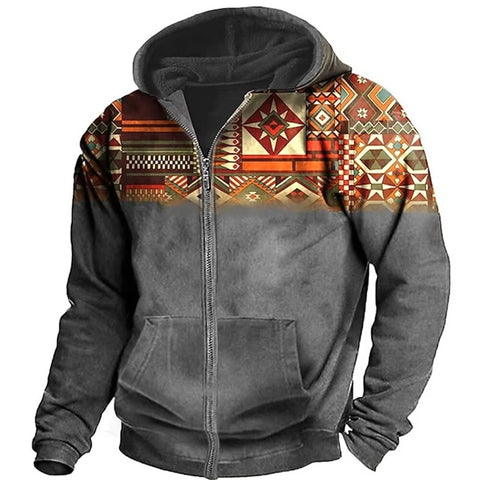 Robert - Ethnisch bedruckte Kapuzenjacke