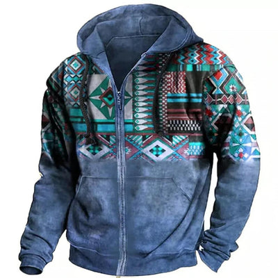 Robert - Ethnisch bedruckte Kapuzenjacke