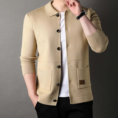 Joakim - Lässiger, schmal geschnittener Strickcardigan mit Rippmuster für Herren