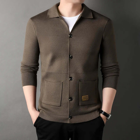 Joakim - Lässiger, schmal geschnittener Strickcardigan mit Rippmuster für Herren