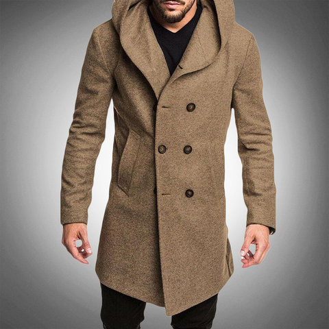 Dante - Lässiger, vielseitiger, doppelreihiger Trenchcoat mit Kapuze für Herren