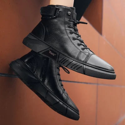 Hardy - Schwarzer lässiger vielseitiger Echtleder-Stiefel