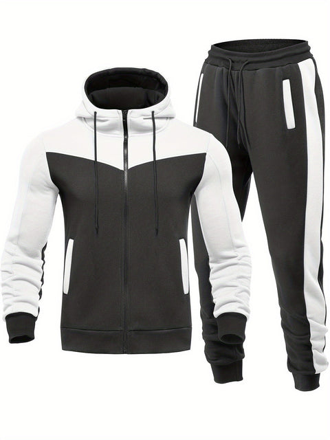 Aldrich - Stilvolles Trainingsanzug-Set mit Kapuzenjacke und Hose mit Reißverschluss für Herren