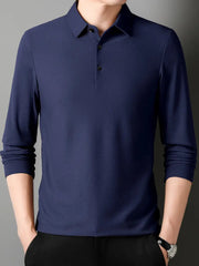 Timothy - Stilvolles, gestricktes Langarm-Poloshirt für Herren