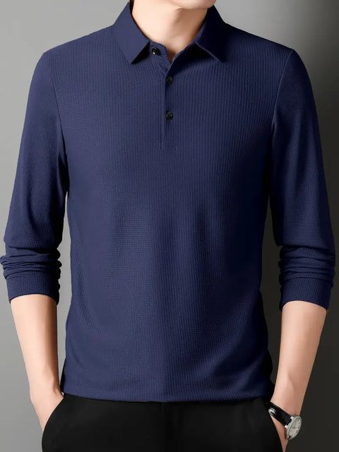 Timothy - Stilvolles, gestricktes Langarm-Poloshirt für Herren