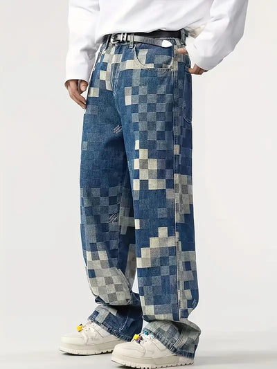 Bennet - Jeanshose mit Farbblock-Mosaik-Karomuster